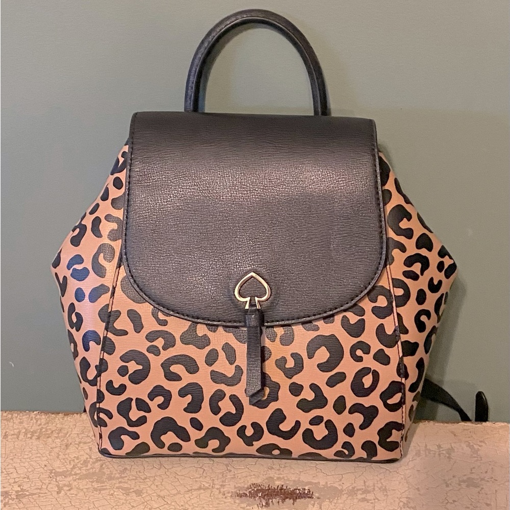 Kate Spade Adel leather leopard mini backpack